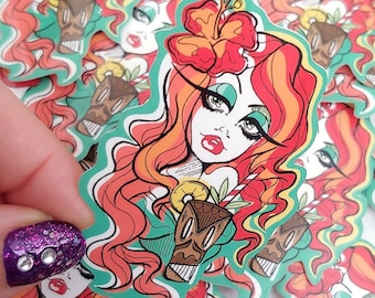 Tiki Mug Pinup Girl Sticker