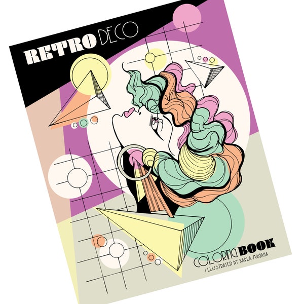 Retro Deco PDF Downloadable Coloring Book