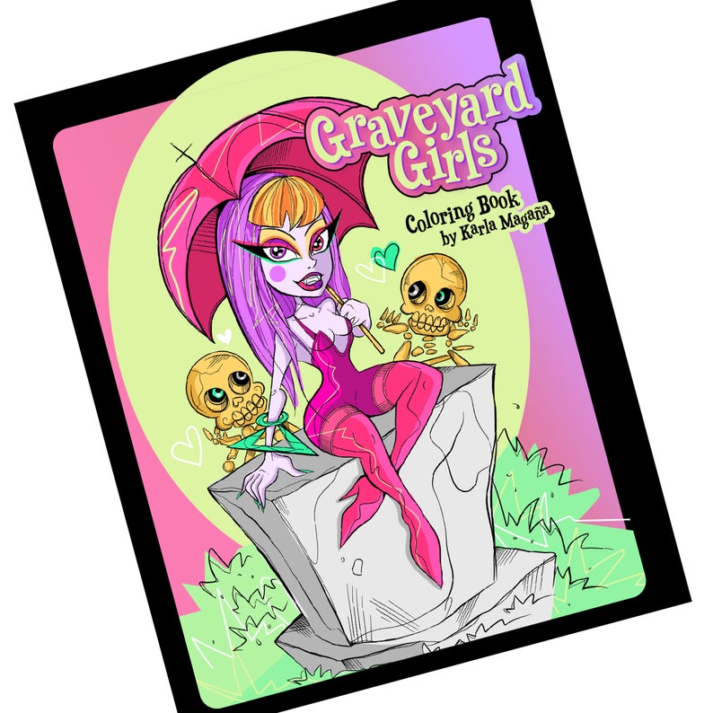 Graveyard Girls PDF Downloadable Coloring Book image 1