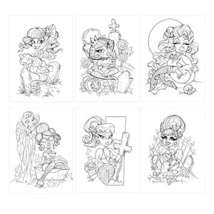 Graveyard Girls PDF Downloadable Coloring Book image 3