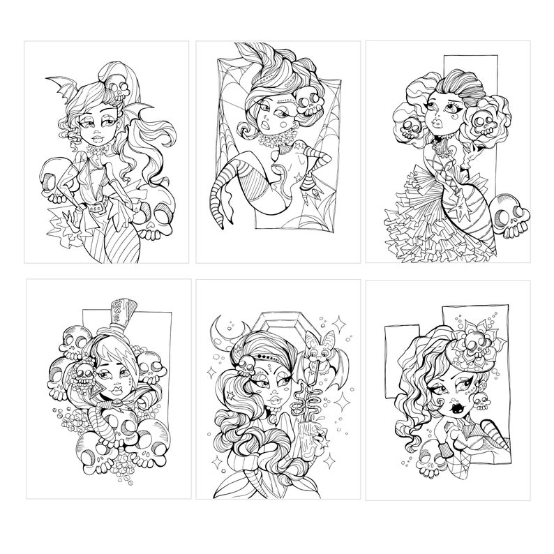 Spooklettes Volume 1 PDF Downloadable Coloring Book image 2