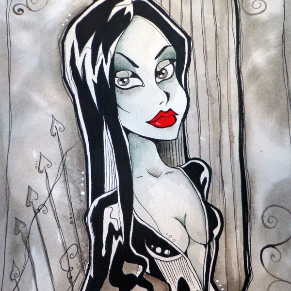 Morticia Addams original illustration Addams Family