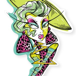 80s Synthwave Fashion Woman Sticker image 2