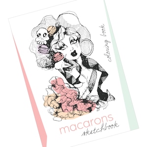 Macarons Sketchbook PDF Downloadable Coloring Book