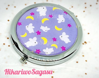 Moon Bunny Lavender Blanket Compact Mirror