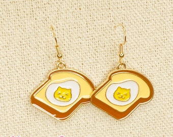 Eggy Kitty Toast Earrings