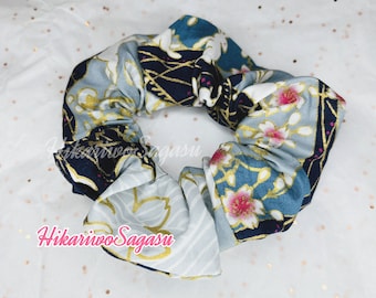 Midnight Moon Bunny Cherry Blossom Hair Scrunchie