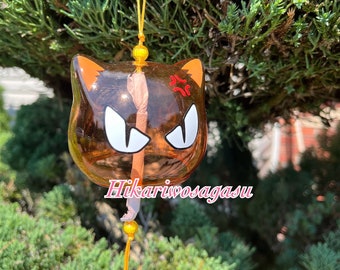 Angry Zodiac Cat Orange Glass Windchime