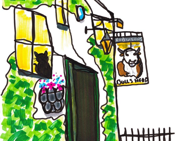 Bulls Head Pub, Kerridge, Cheshire Art Print