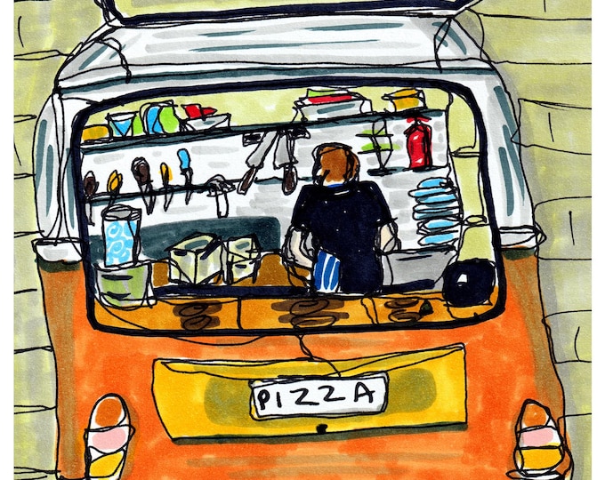 Pizza at the Cove, Hope Cove, Devon Art Print