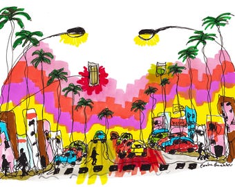 Sunset Strip, Los Angeles, USA - Travel Wall Art for Home or Office