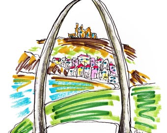 Whitby Whale Bone Arch, Yorkshire Art Print