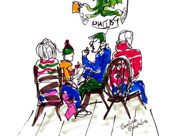 Boxing Day at The Green Dragon, Whitby, Yorkshire Art Print