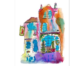 Foxhole & Flower Shop, Prestbury, Cheshire - Travel Wall Art for Home or Office
