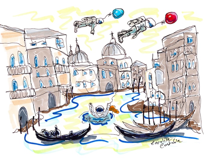 Splashdown in the Grand Canal, Venice, Surreal Art Print