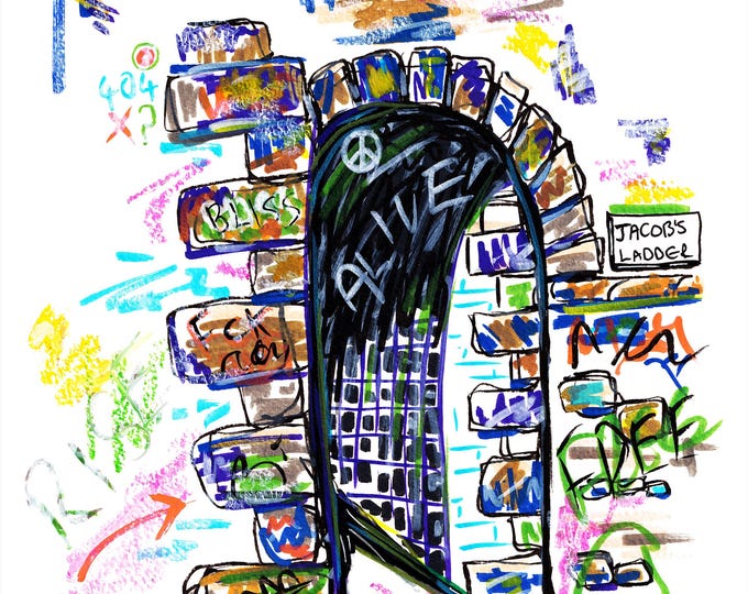 Featured listing image: ORIGINAL 'Jacob's Ladder, Edinburgh' | Urban Sketch with Acrylic Markers