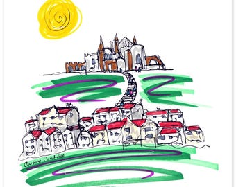 Steps to Whitby Abbey, Yorkshire Art Print