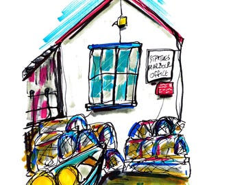 Staithes Harbour Office, Yorkshire Art Print