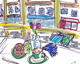 On the Bridge Cafe, New Mills, Peak District Wall Art
