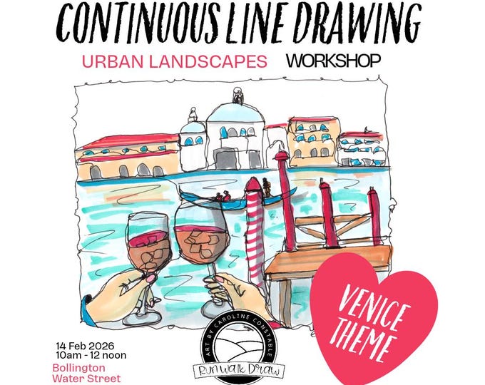 Featured listing image: Continuous Line Drawing Workshop | URBAN LANDSCAPES (Venice) | Bollington 14 Feb 2026