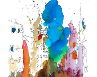 ORIGINAL 'The Canongate, Edinburgh Royal Mile' | Urban Sketch in Ink