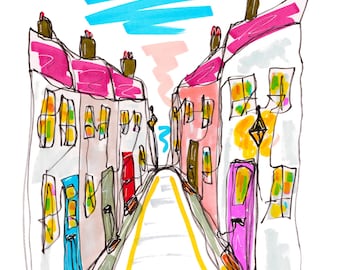 Henrietta Street, Whitby, Yorkshire Art Print