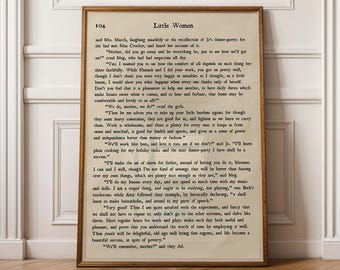 Kleine vrouwen boekenpagina afdrukken, leesgrage kunst aan de muur, citaat Louisa May Alcott, decor leeshoek, boekenliefhebber cadeau, klassieke literatuurposter