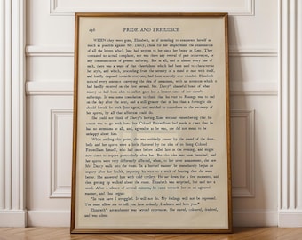 Sztuka z filmu "Duma i uprzedzenie", prezenty dla miłośników książek z filmu "Duma i uprzedzenie", prezenty z Jane Austen, wydruk z cytatem o książkach, plakat do kącika czytelniczego w stylu Cottagecore
