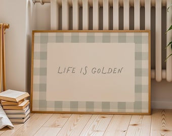 Impresión de golden retriever, adorable arte de pared para perro, regalo para mamá con un golden doodle, decoración minimalista verde salvia con cuadros escoceses para el hogar, decoración imprimible para casa de campo.