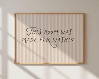 Lámina para lavadero, arte de pared minimalista en tonos neutros para lavadero, decoración rústica para lavadero (horizontal, descarga digital)