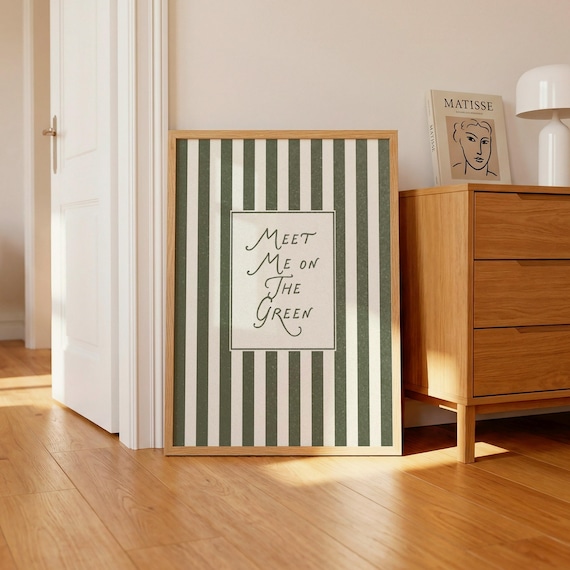 Vintage Golf Poster, Preppy Green Striped Sports Quote Print, Retro Golf Wall Art (Digital Download)