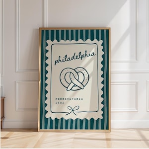 Philadelphia Wand Kunst, Pennsylvania Poster, Philly Druck, Briefmarke Kunstwerk, Ostküstenstadt Geschenk, Drehort Reisedruck, Feinschmecker-Geschenk