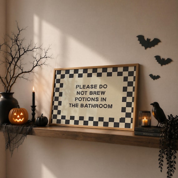 Witchy Decor, Funny Halloween Bathroom Decor, Retro Halloween Party Decorations, Fall Bathroom Decor, Potion Bathroom Sign, Digital Download