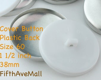 38mm covered button Size 60 White Plastic back fabric cover button to cover button blanks, self cover button shanks, sewing crafts buttons
