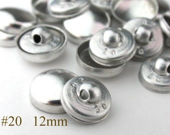 12mm covered button Size 20 Aluminum back fabric cover button to cover, cover button blanks, self cover button shanks, diy wedding button