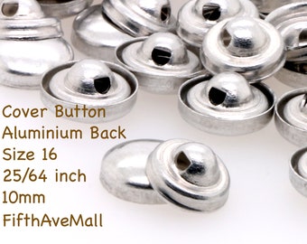 10mm covered button Size 16 Aluminum back diy fabric cover button to cover button blanks, self cover button shanks, bridal wedding button