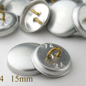 15mm covered button Size 24 diy Wire loop back fabric cover button to cover button blanks, self cover button shanks, bridal wedding button image 1