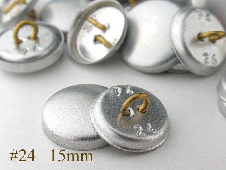 15mm covered button Size 24 diy Wire loop back fabric cover button to cover button blanks, self cover button shanks, bridal wedding button image 1