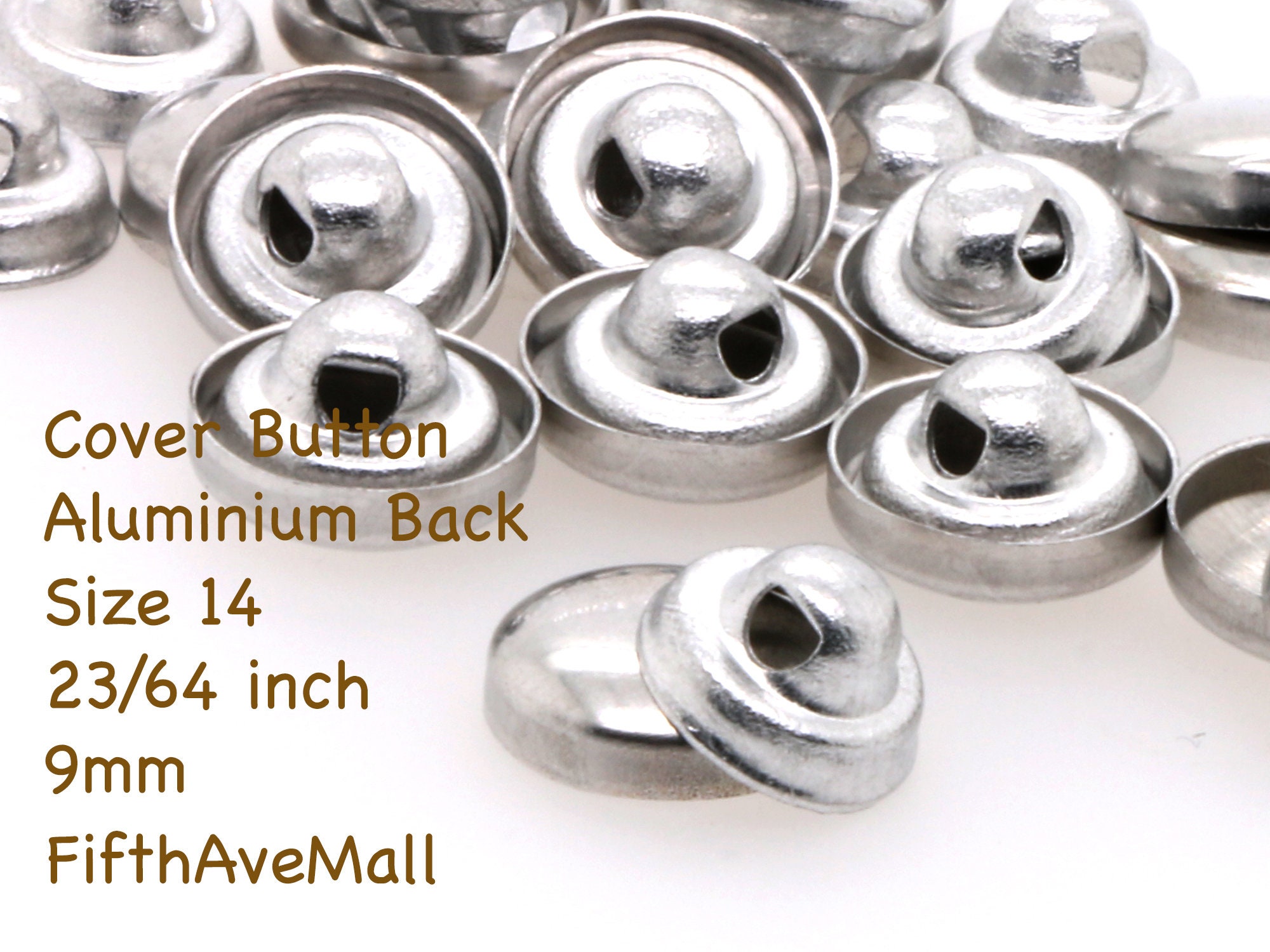 DIY 9mm Covered Button Kit with Aluminum Back - Size 14 Self-Cover Button Blanks, Wedding Bridal Sewing Supplies, bridal button