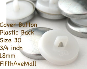 18mm covered button Size 30 White plastic back fabric cover button to cover button blanks, self cover button shanks, button for sewing craft