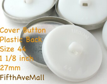 27mm covered button Size 44 White Plastic back fabric cover button to cover button blanks, self cover button shanks, sewing crafts buttons