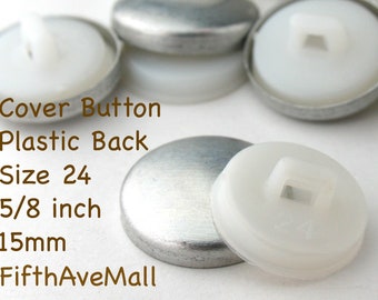 15mm covered button Size 24 White plastic back fabric cover button to cover button blanks, self cover button shanks, bridal wedding button