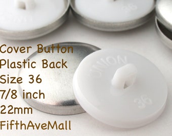 22mm covered button Size 36 White plastic back fabric cover button to cover button blanks, self cover button shanks, button for sewing craft