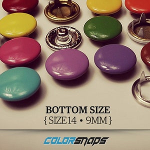 25 COLORS • Enamel Capped Snaps • Size 14 • Size 16 • 3/8 • 13/32 • 10mm • Snap • Button • Fastener • No Sew • Coloured • Color • Cap • Dome