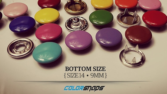 25 COLORS • Enamel Capped Snaps • Size 14 • Size 16 • 3/8 • 13/32 • 10mm • Snap • Button • Fastener • No Sew • Coloured • Color • Cap • Dome