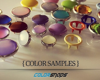 COLOR SAMPLE • Ring • Prong • Capped • Cap • Dome • Pearl • Pearlized • Decorative • Enamel • Snaps • Snap • Buttons • Fastener • Popper