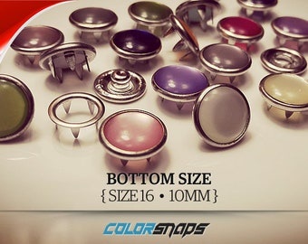 24 COLORES • Botón de presión perlado • Talla 16 • Talla 18 • 7/16 • Estilo vaquero • Cierre • Broches • Dentado • Sin coser • Decorativo • Perlado • Metálico