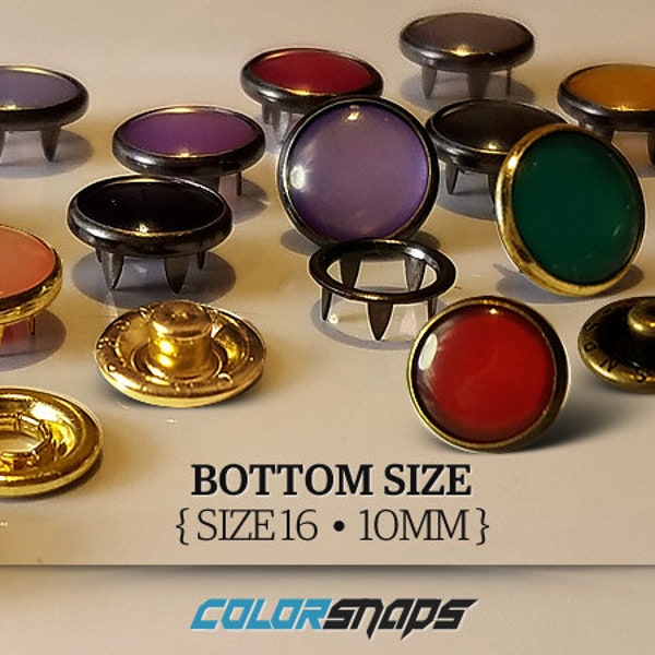 24 COLORS • Multi Colored Bottom • Pearl Snaps • Size 16 • Size 18 • 7/16 • Western • Fastener • Prong • No Sew • Button • Pearlized • Metal