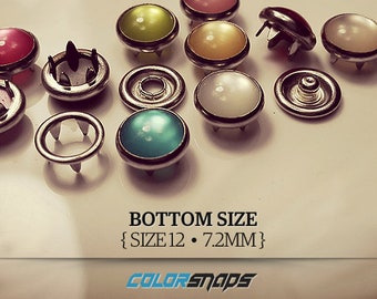 20 COLORES • Broches de presión perlados • Tamaño 12 • 9/32 • 5/16 • 8 mm • Broche • Botón • Cierre • Sin coser • Perlado • Muñeca • Mini • Pequeño • El más pequeño