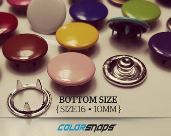 20 COLORS • Enamel Capped Snaps • Size 16 • Size 18 • 7/16 • 15/32 • 12mm • Snap • Button • Fastener • No Sew • Buttons • Coloured • Popper
